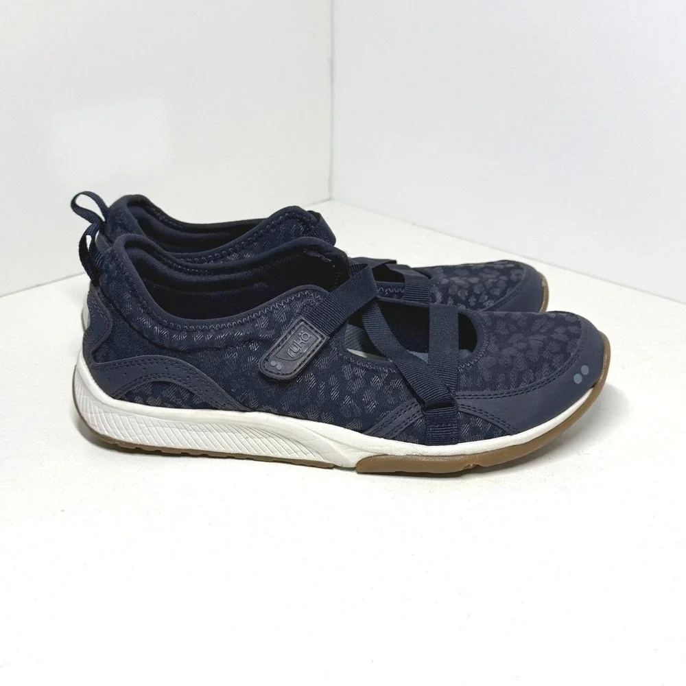 Rykä Kailee Navy Blue Leopard Mesh Mary Jane Walking‎ Shoes Womens 10M